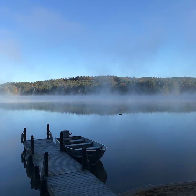 Peaceful, sunny, fall morning with a nice cup of warm coffee in my hand.