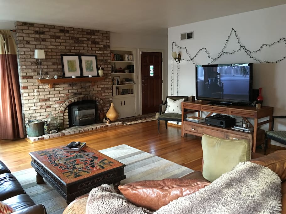 Gas Fireplace and cozy TV area