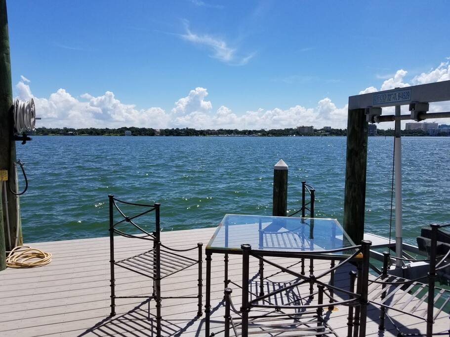 Relax with your morning coffee or evening spirits while watching the dolphin swim by.
