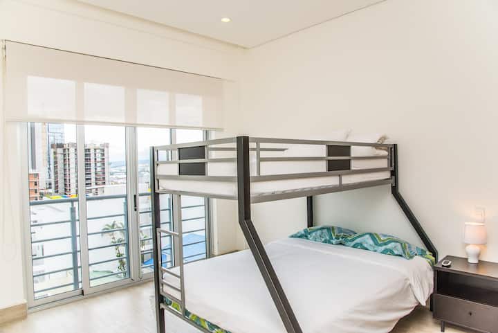 Second Bedroom.  Bunk bed with queen bed in the bottom and twin bed on top.