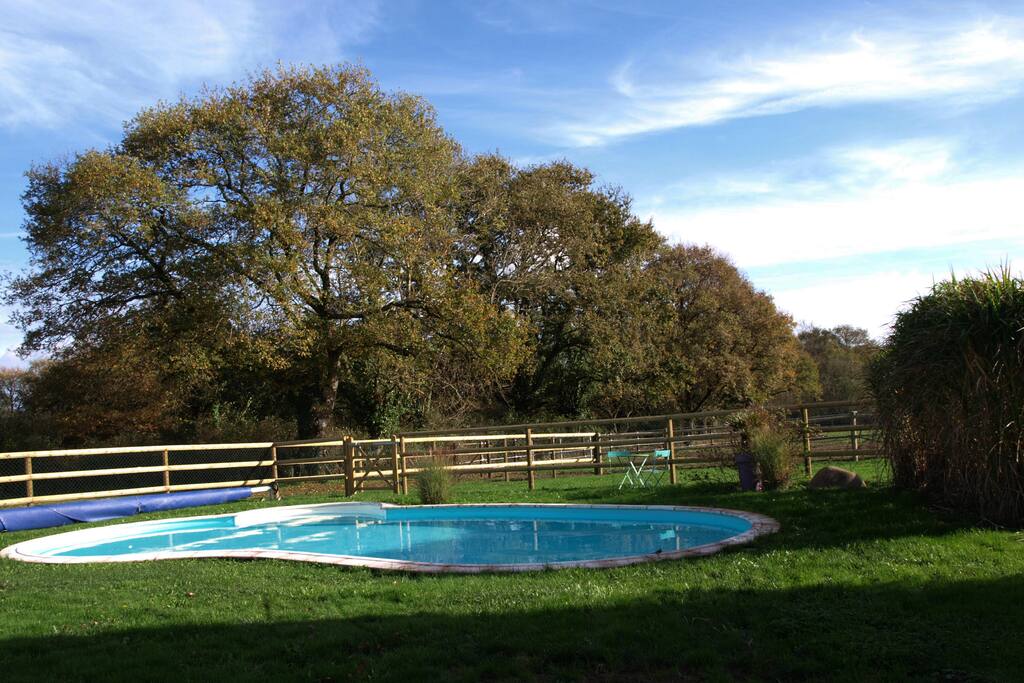 Piscine chauffée de mi-avril à fin septembre suivant le temps, partagée avec les propriétaires
