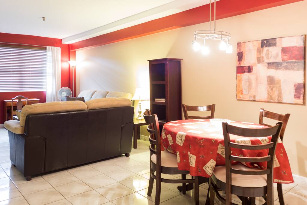 Spacious living room and dining area.