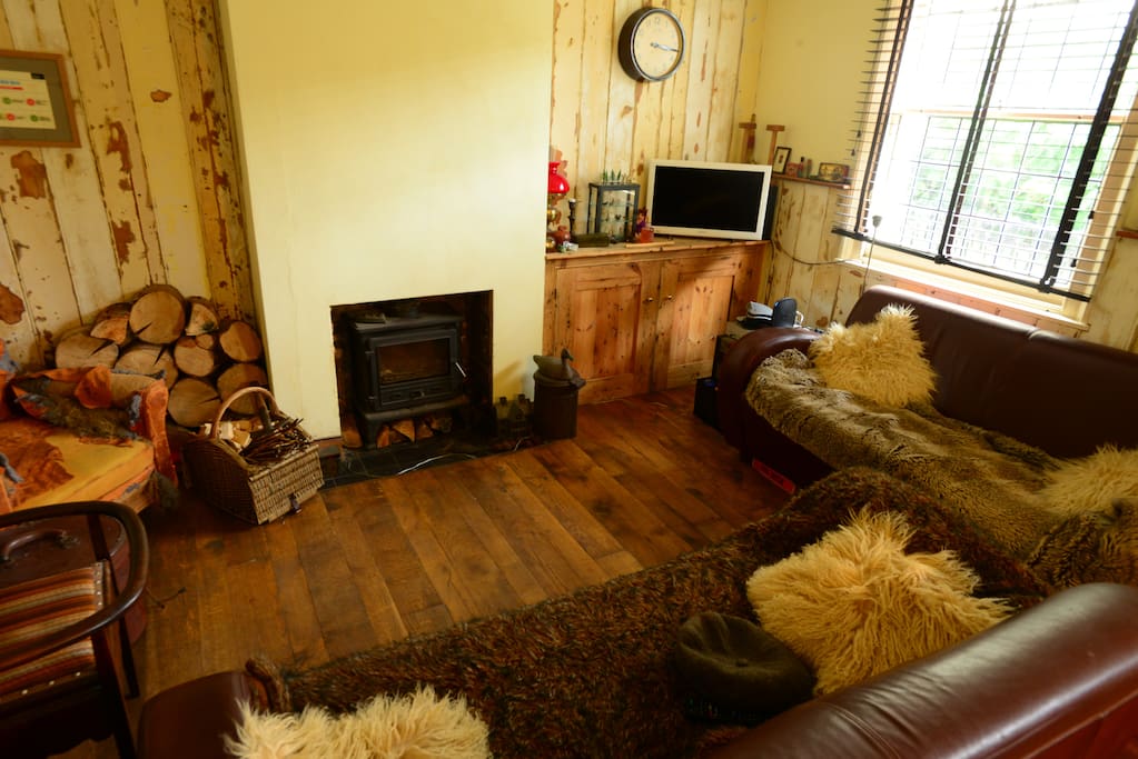 Living area with woodburner