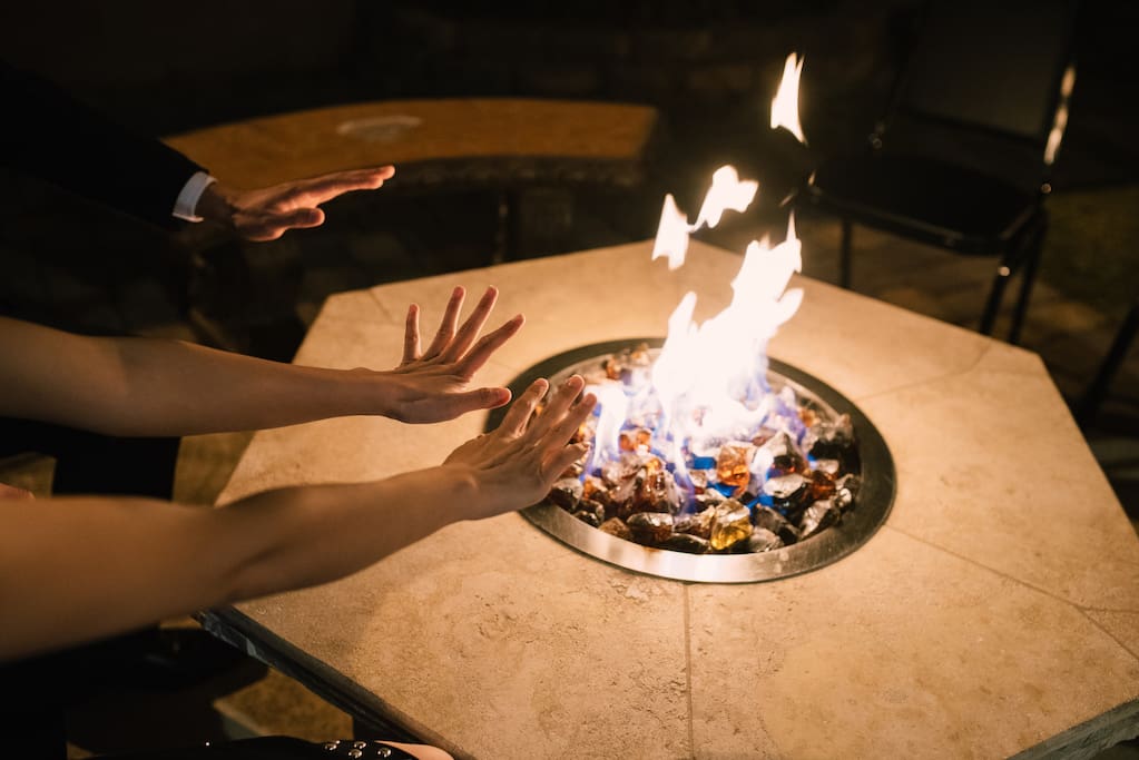 Secret Garden: Fire Pit at night