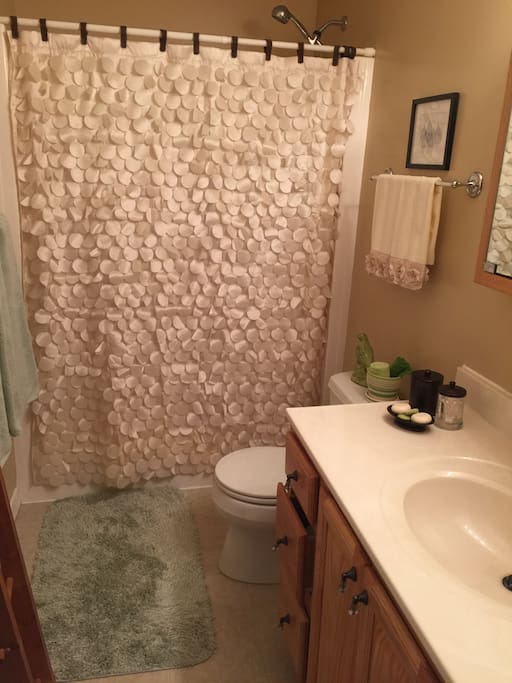 Private bath with walk-in shower.