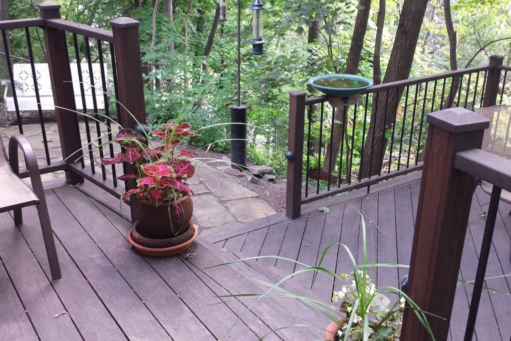 private deck with view of hill and park