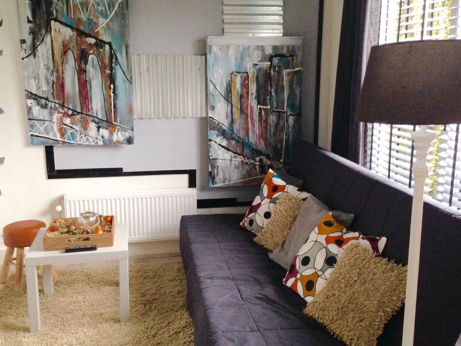 Sleeping couch can be transformed into a double bed with flatscreen TV and free WiFi