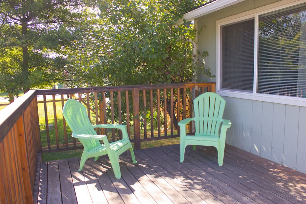 The large front deck is ideal for relaxing and taking in the view.