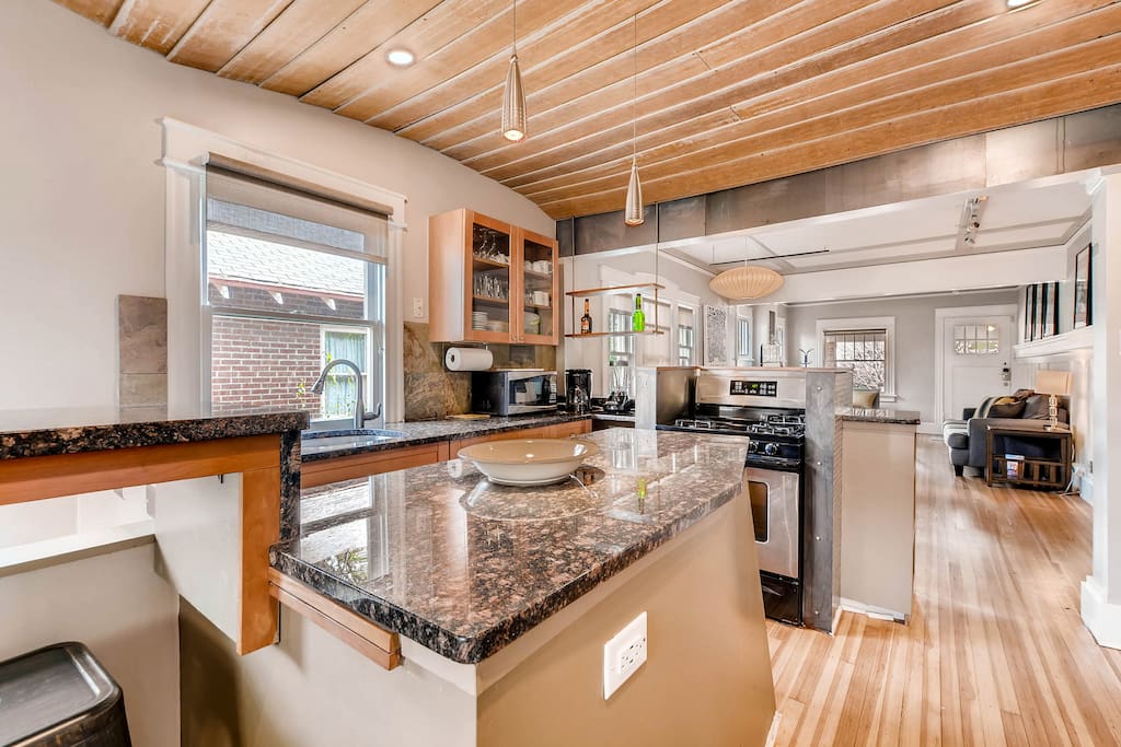 View from the kitchen to open concept