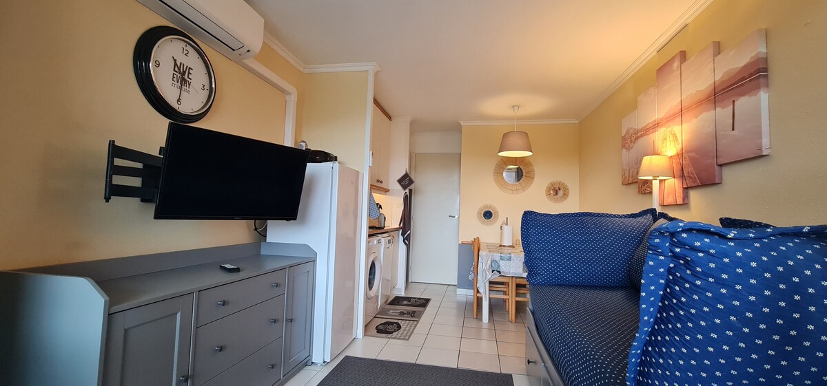 Pièce de vie avec TV 80cm diagonal et bras télescopique + poste radio CD.