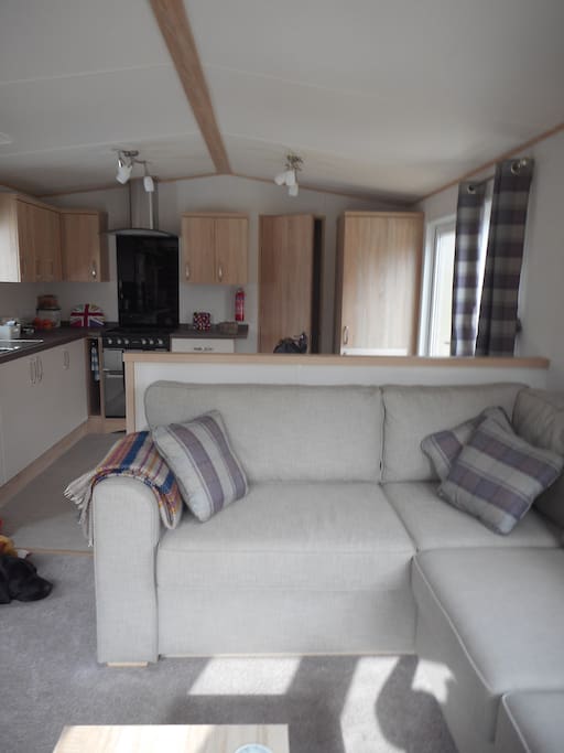 Sofa seats four comfortably