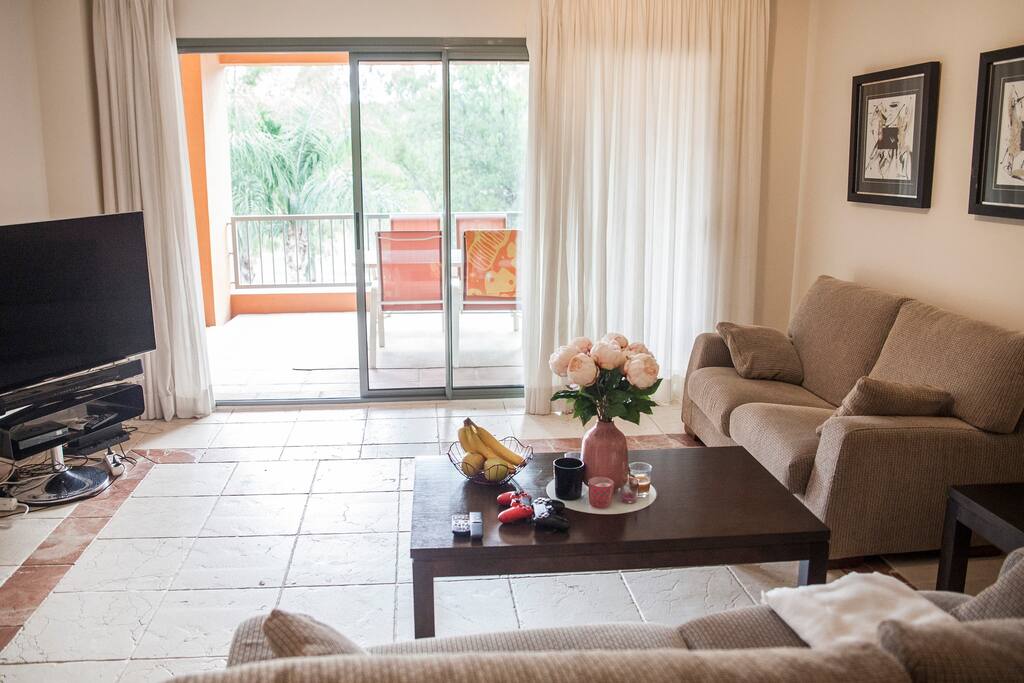 Living room with terrace view