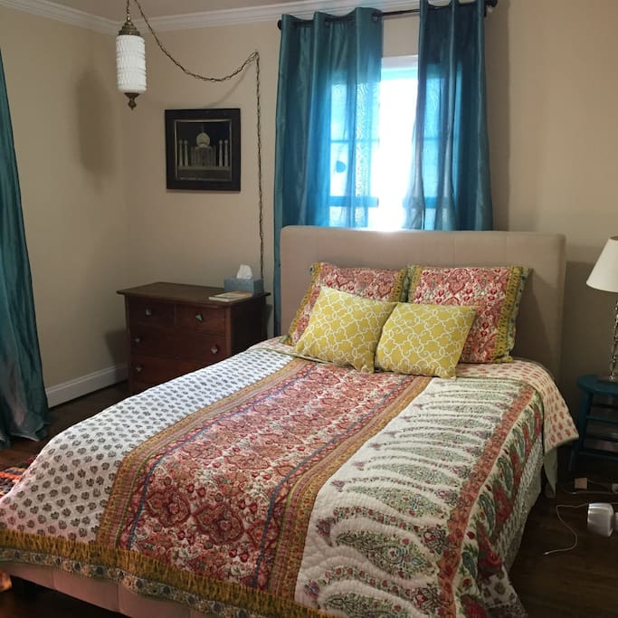 Queen bed in front bedroom