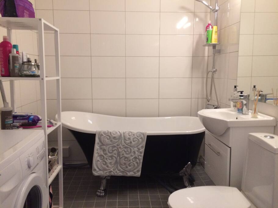 Our lovely bathroom with a big bathtub