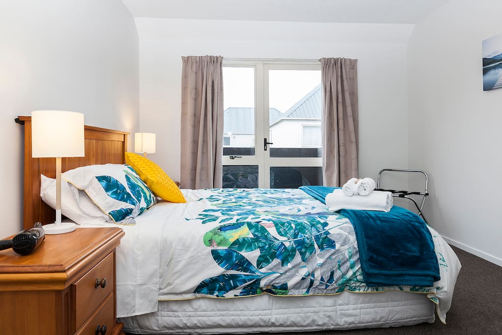 Main bedroom with electric blanket and crisp cotton sheets