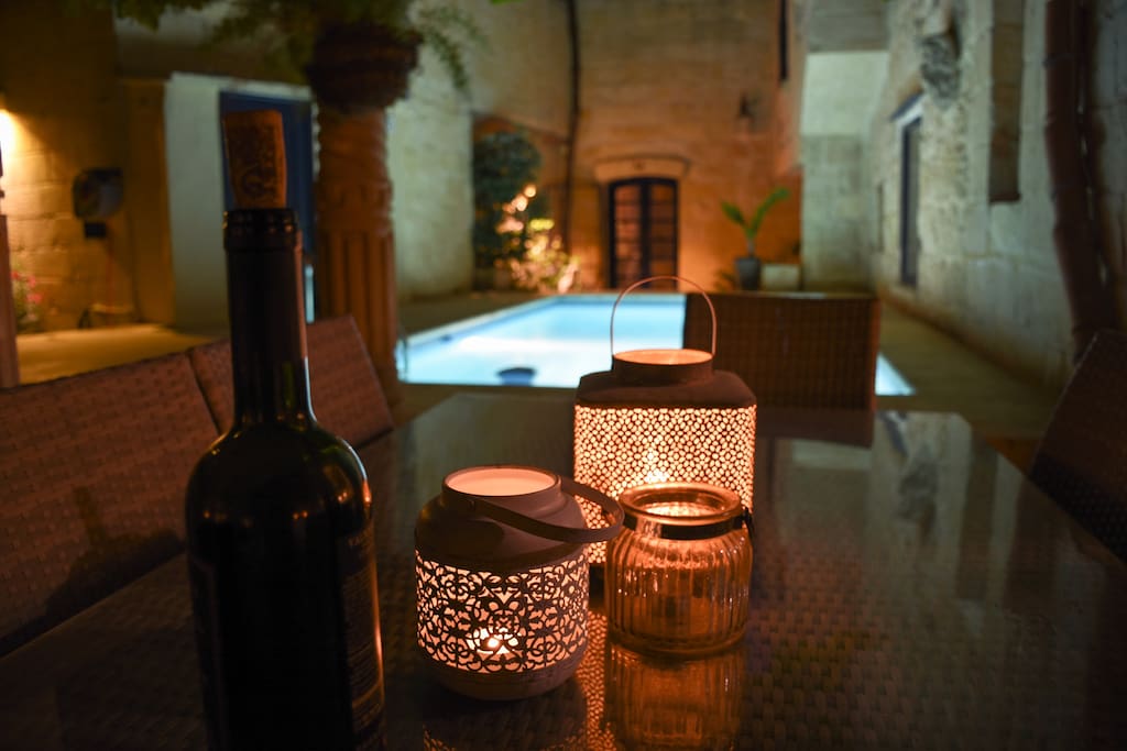 Romantic candle lit table
