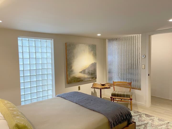 Bedroom suite with historic glass features