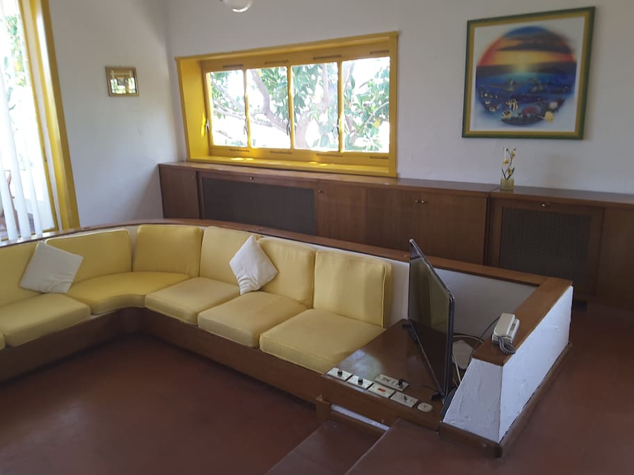 Part of living room areas equipped with custom directional windows