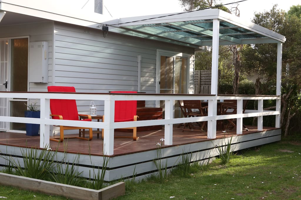 Outdoor el fresco area with access into meals and kitchen areas