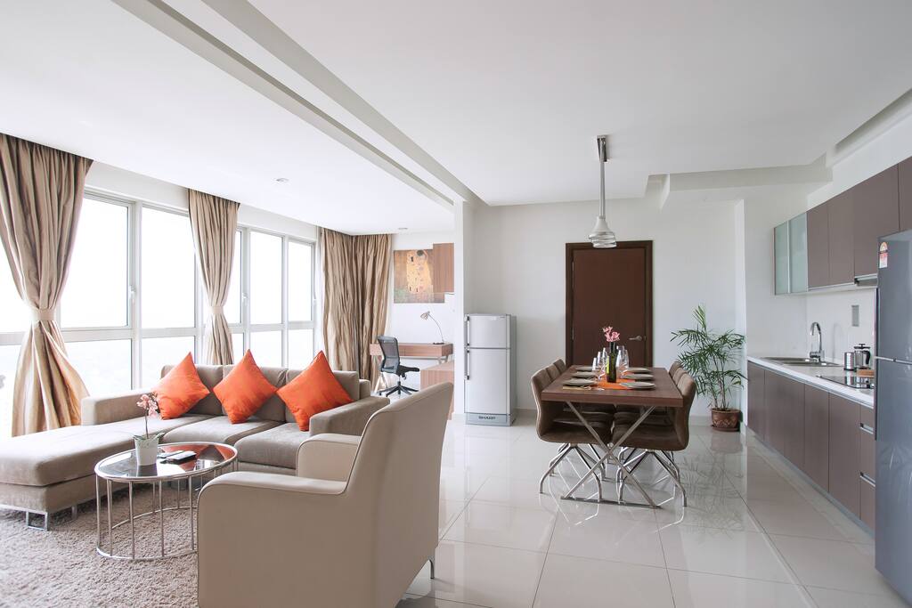 Living room and kitchen