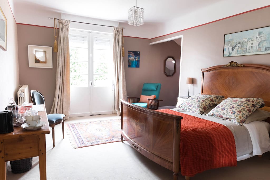Stylish room with a double bed and single bed small anti room, private bathroom, balcony