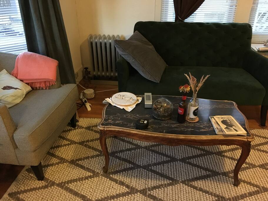 Cozy up on the couch or pick a book and relax in the reading chair