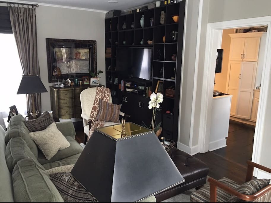 Large flat screen TV, DVD and Bose Blue Tooth sound system all with cable and internet access
