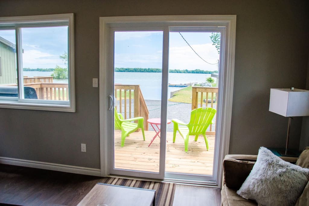This is the view from the living room looking out to the lake