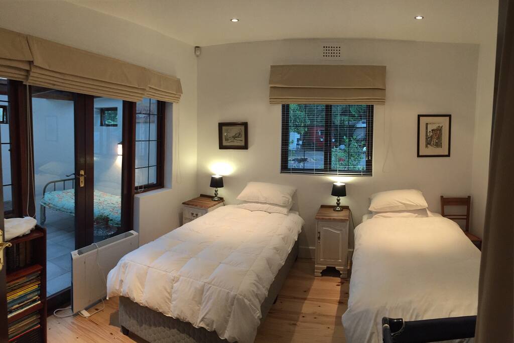 2 Single beds that can be pushed together to make a very comfortable extra large king size bed.