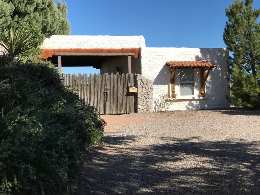 Gated entrance-on to patio and casita.