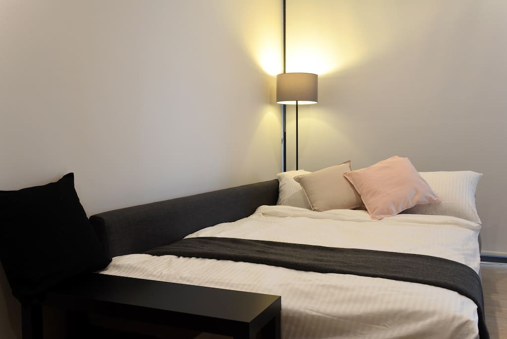 The sofa bed can be converted into a double bed in the living room