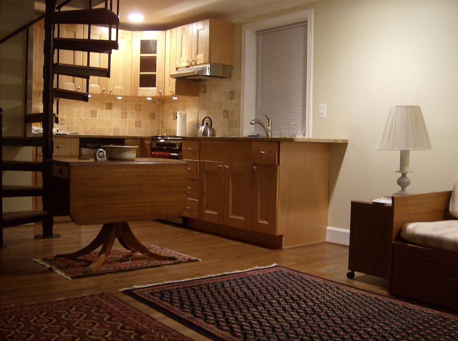 kitchen area and dining table