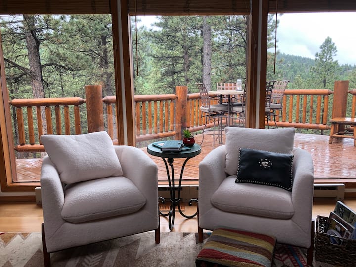 Comfortable seating and large picture windows with great views. 