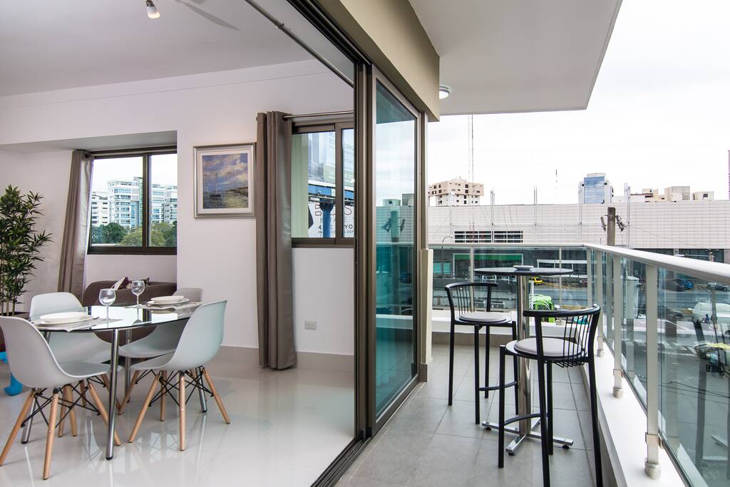Balcony with beautiful city view