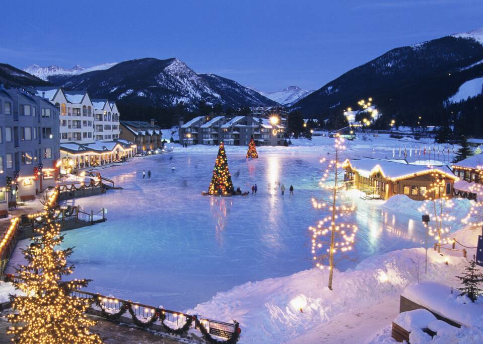 Keystone Lake in winter. Our building is the second one on the left