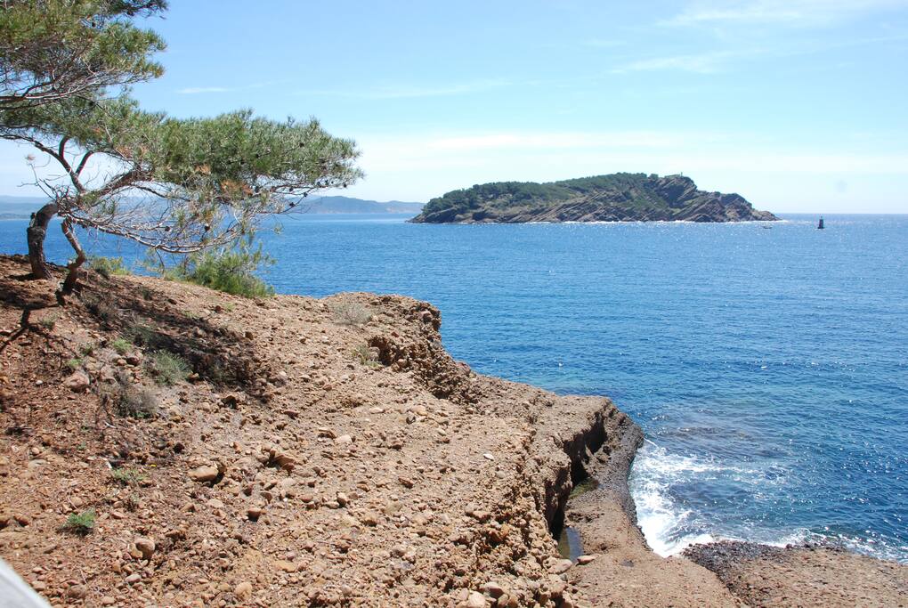 vue vue l'île verte en se promenant à la anse du Mugel