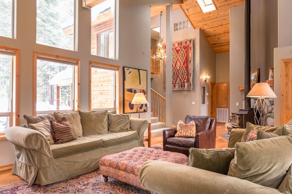 Living area with two large comfy sofas and HD tv