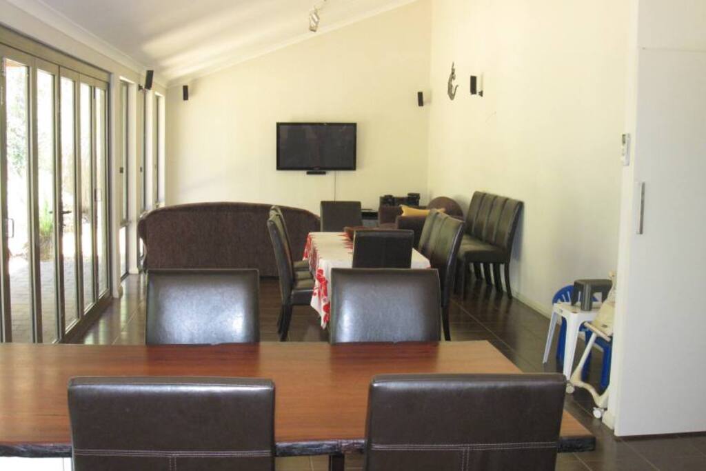 Open plan family area separated from bedrooms.