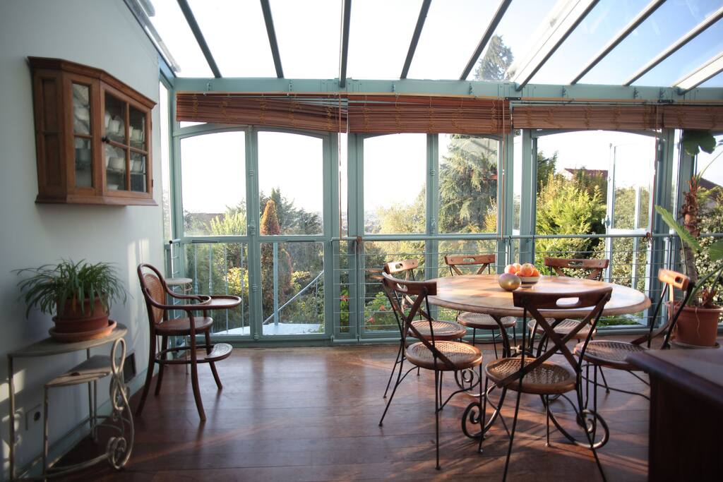 The winter garden, with a view over Paris