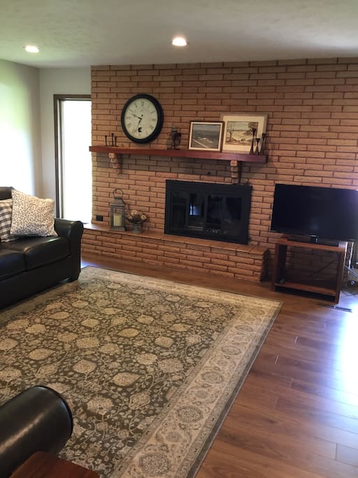 Large family room provides comfort for many. TV has 25+ local channels with Chrome Cast capability and WIFI.