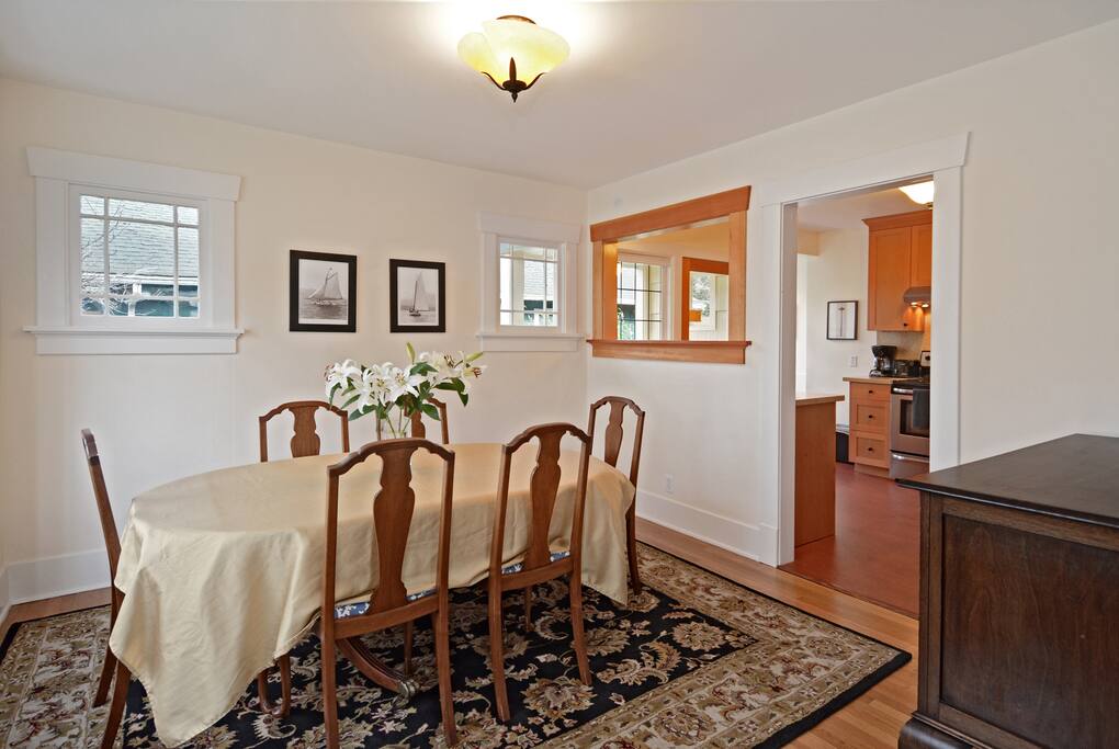 Formal dining room with table seating for 8