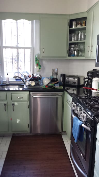 Our kitchen looking onto the backyard