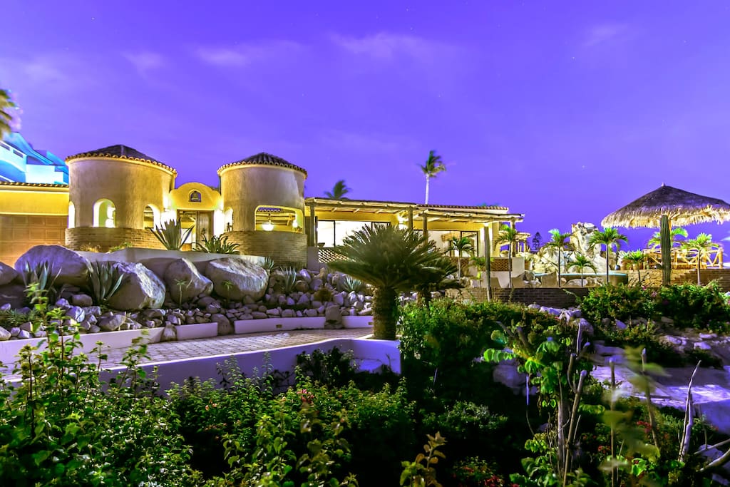 Night view of Casa Iguana.
