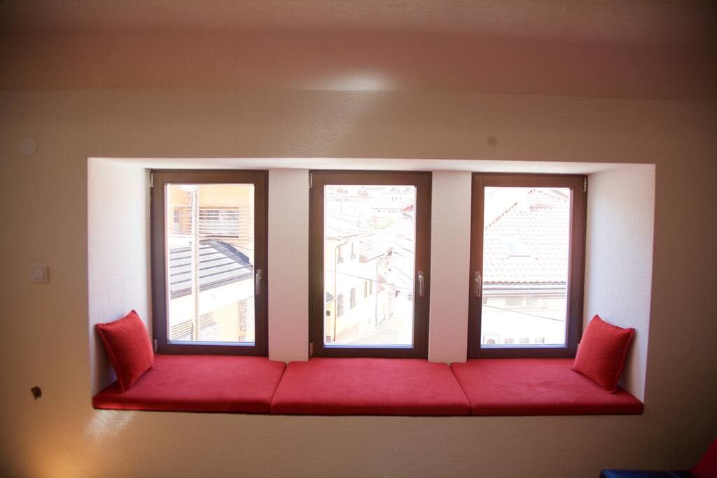 Seating area with view of Old Town