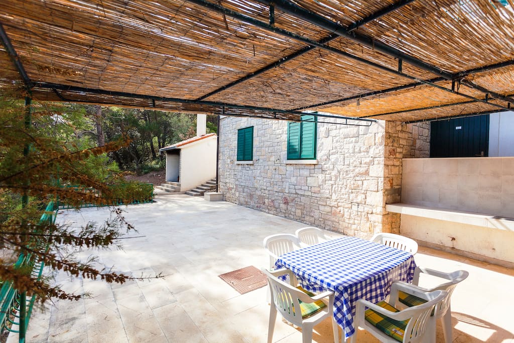 Covered terase with outdoor furniture