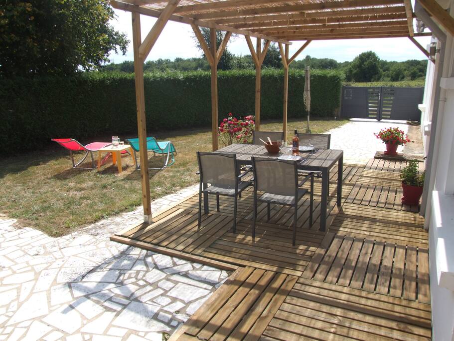 Sunny private garden with gated entrance