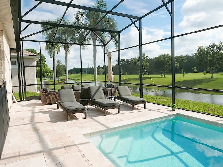 Private pool in the backyard