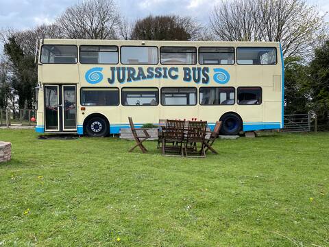 Double Decker Bus nearJurassic Coast in Dorset