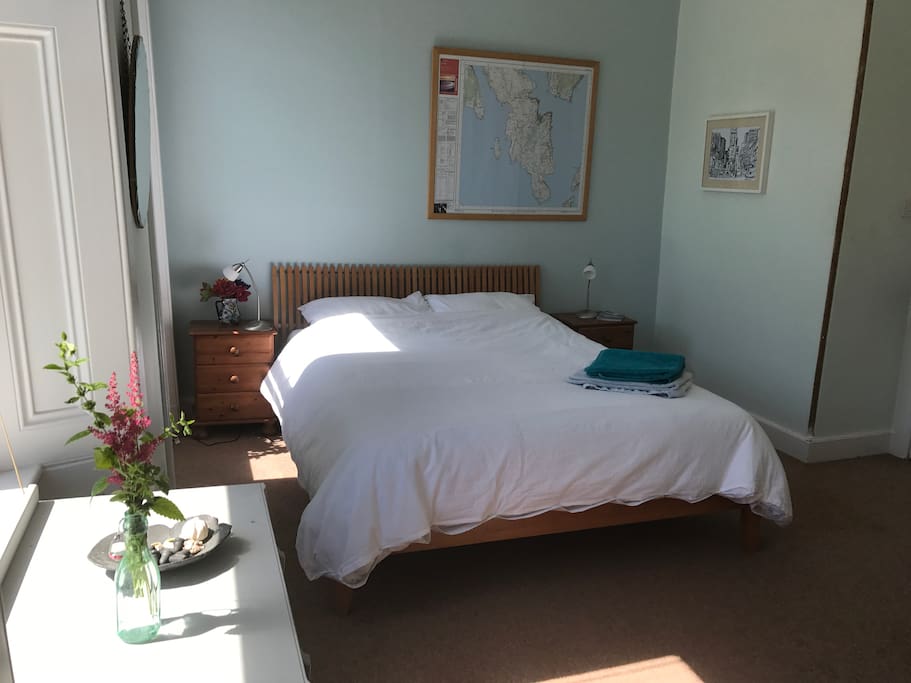 Sunny, comfortable, double bed room.