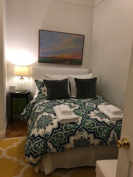 Comfortable Sealy Posturepedic double bed.